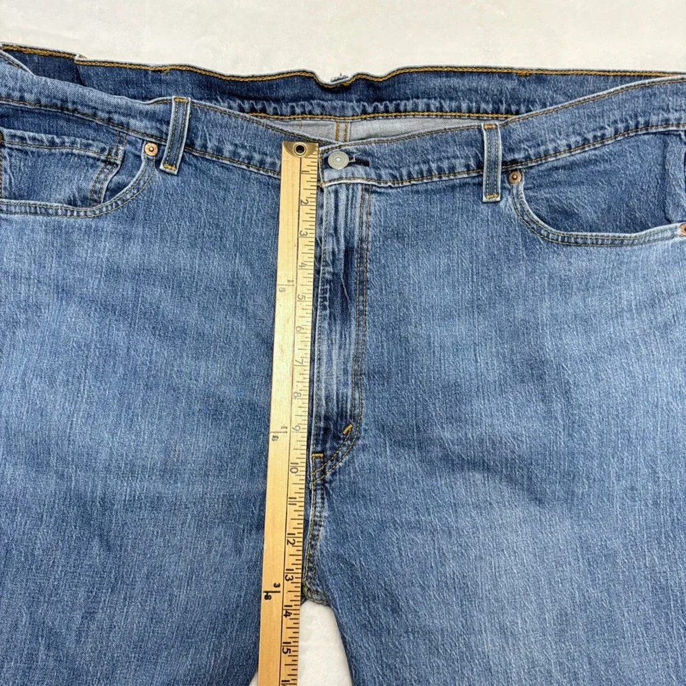 Levis 505 Mens 46x28 Regular Fit Straight Leg Jeans Medium Wash Blue 04505-0014